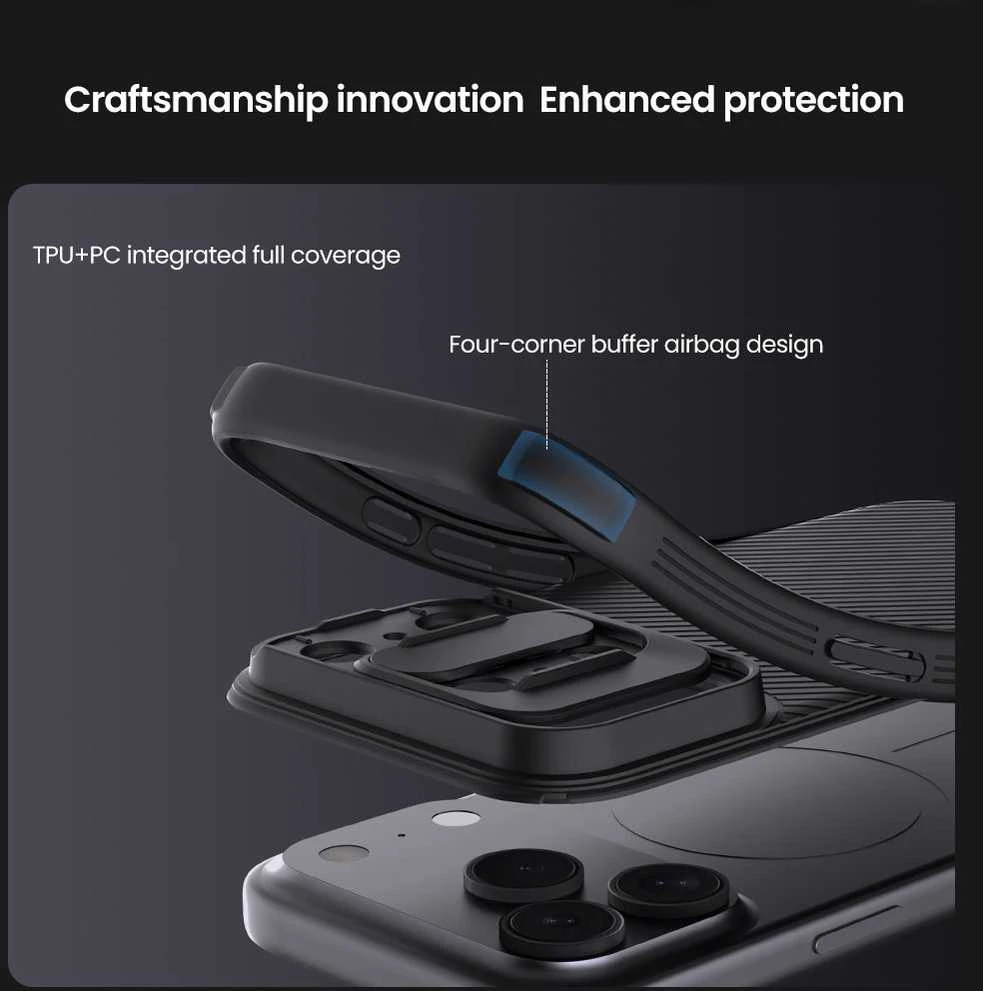 Nillkin CamShield PRO Magnetic Hard dėklas skirtas Apple iPhone 17 Pro juodos spalvos