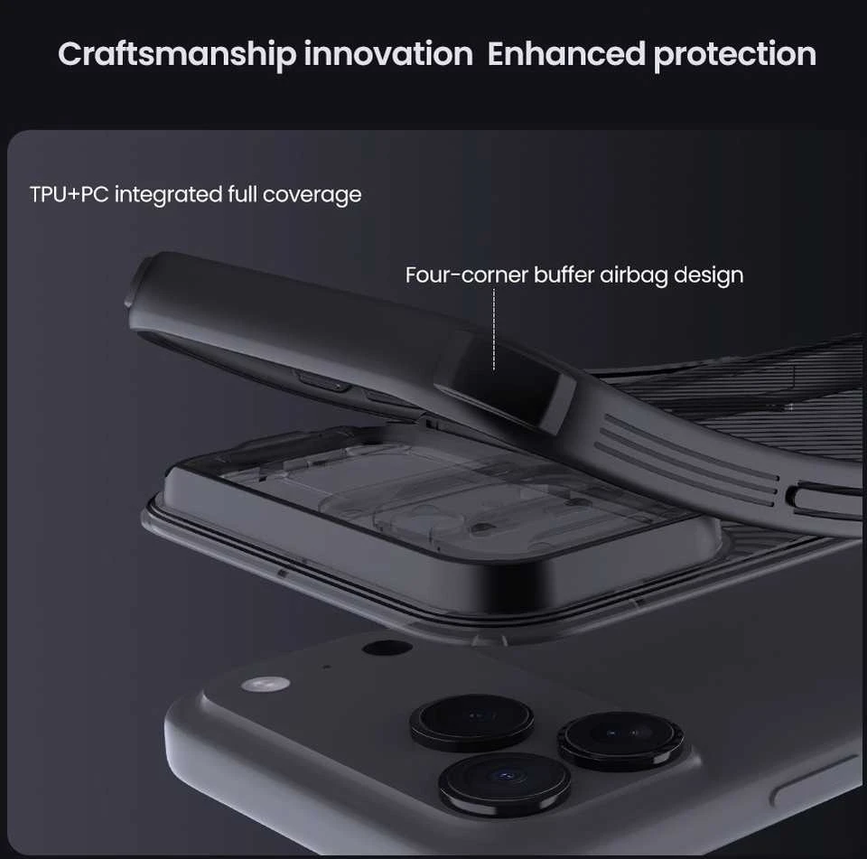 Nillkin CamShield PRO Magnetic Hard dėklas skirtas Apple iPhone 17 Pro Max skaidrus juodos spalvos