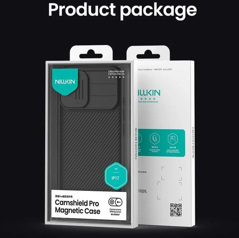 Nillkin CamShield PRO Magnetic Hard dėklas skirtas Apple iPhone 17 juodos spalvos