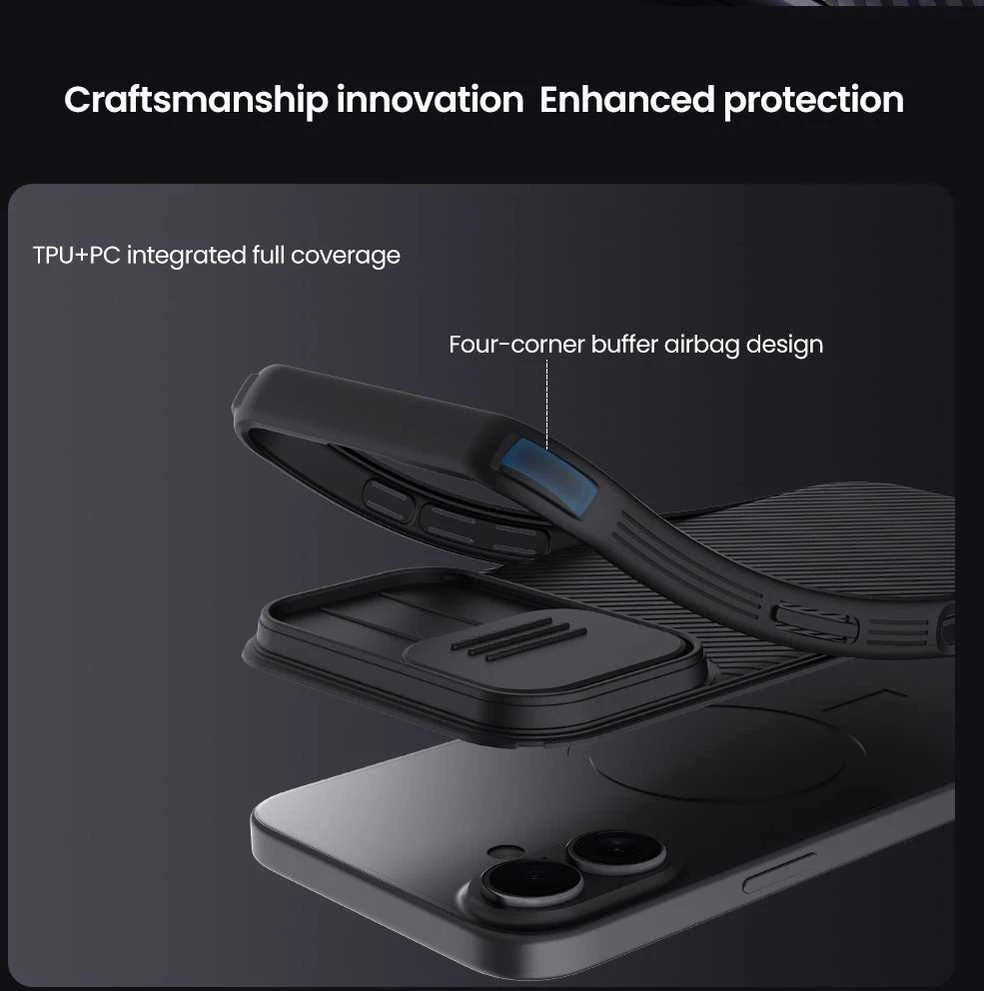 Nillkin CamShield PRO Magnetic Hard dėklas skirtas Apple iPhone 17 juodos spalvos