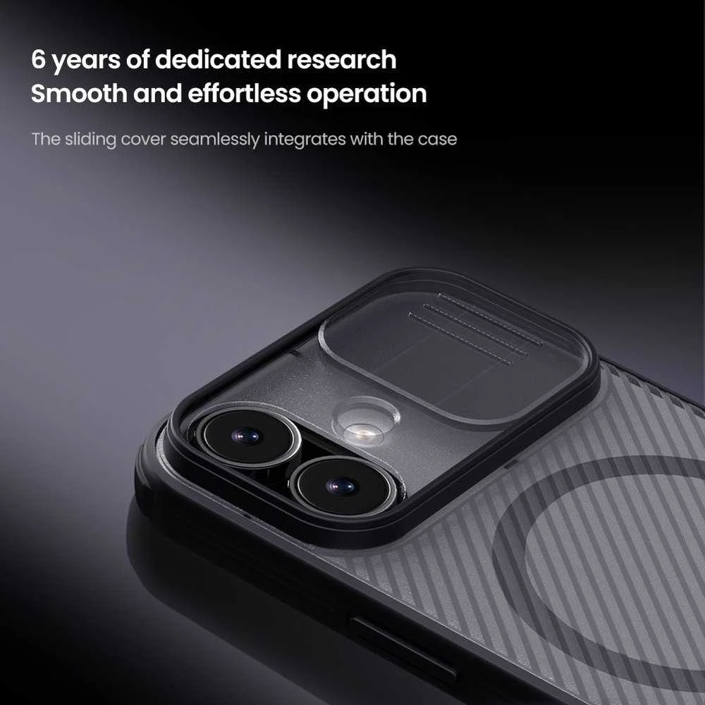 Nillkin CamShield PRO Magnetic Hard dėklas skirtas Apple iPhone 17 skaidrus juodos spalvos