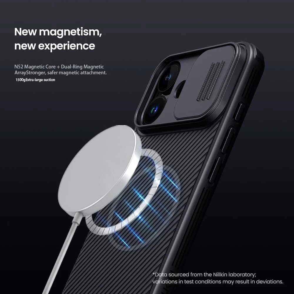 Nillkin CamShield PRO Magnetic Hard dėklas skirtas Apple iPhone 17 juodos spalvos