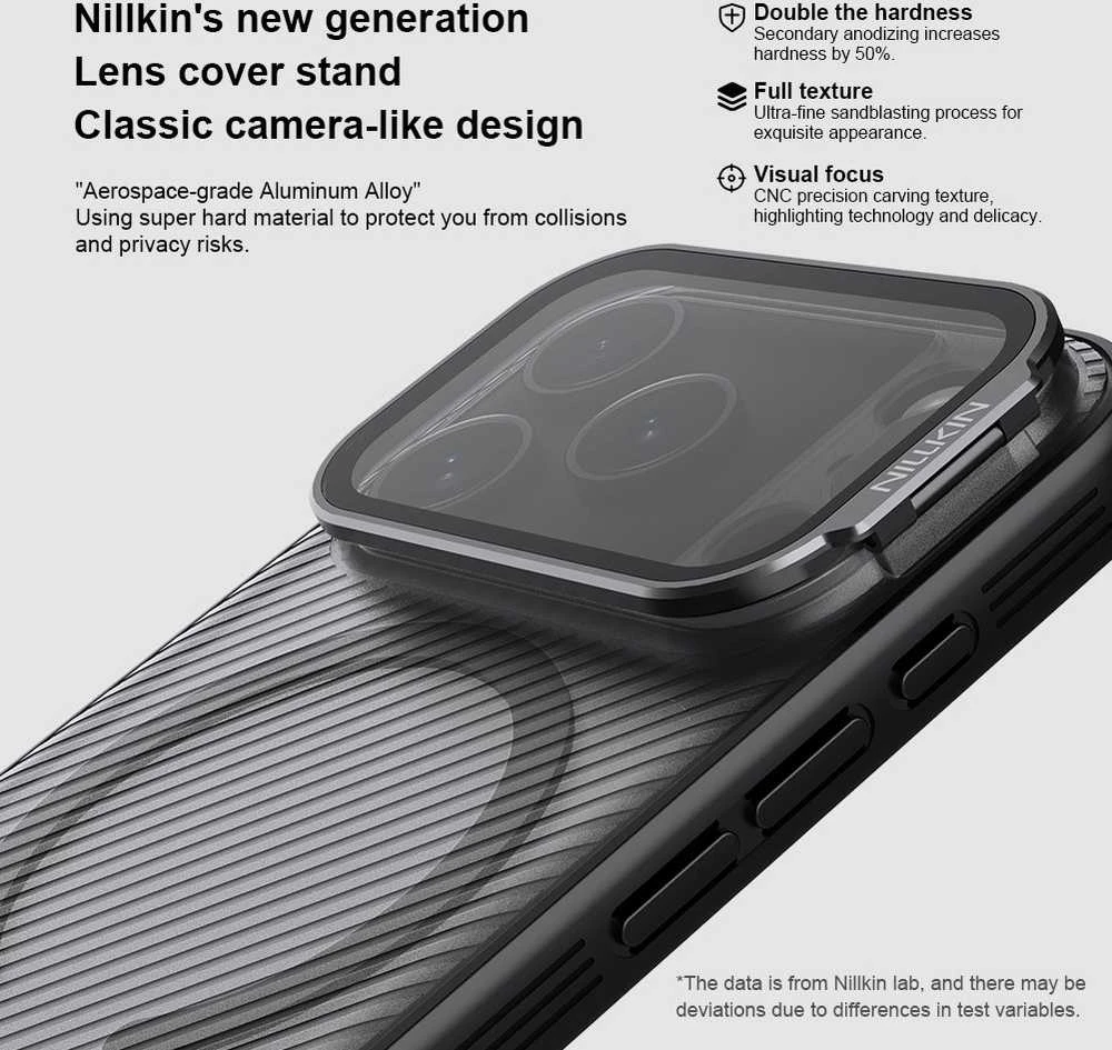 Nillkin CamShield Prop Magnetic dėklas skirtas Apple iPhone 17 Pro skaidrus juodos spalvos
