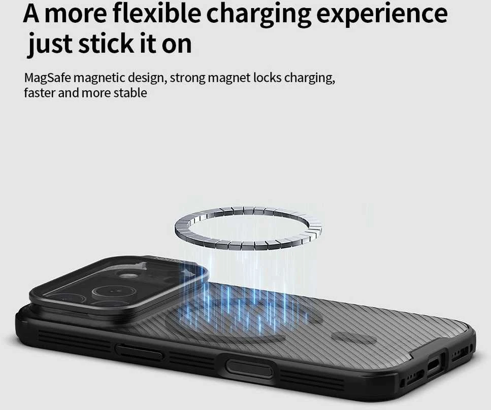 Nillkin CamShield Prop Magnetic dėklas skirtas Apple iPhone 17 Pro skaidrus juodos spalvos