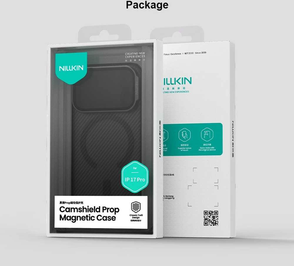 Nillkin CamShield Prop Magnetic dėklas skirtas Apple iPhone 17 Pro skaidrus juodos spalvos
