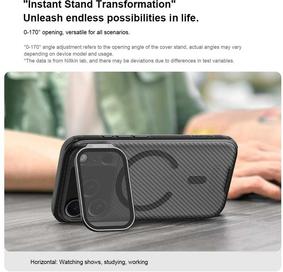 Nillkin CamShield Prop Magnetic dėklas skirtas Apple iPhone 17 Pro skaidrus juodos spalvos