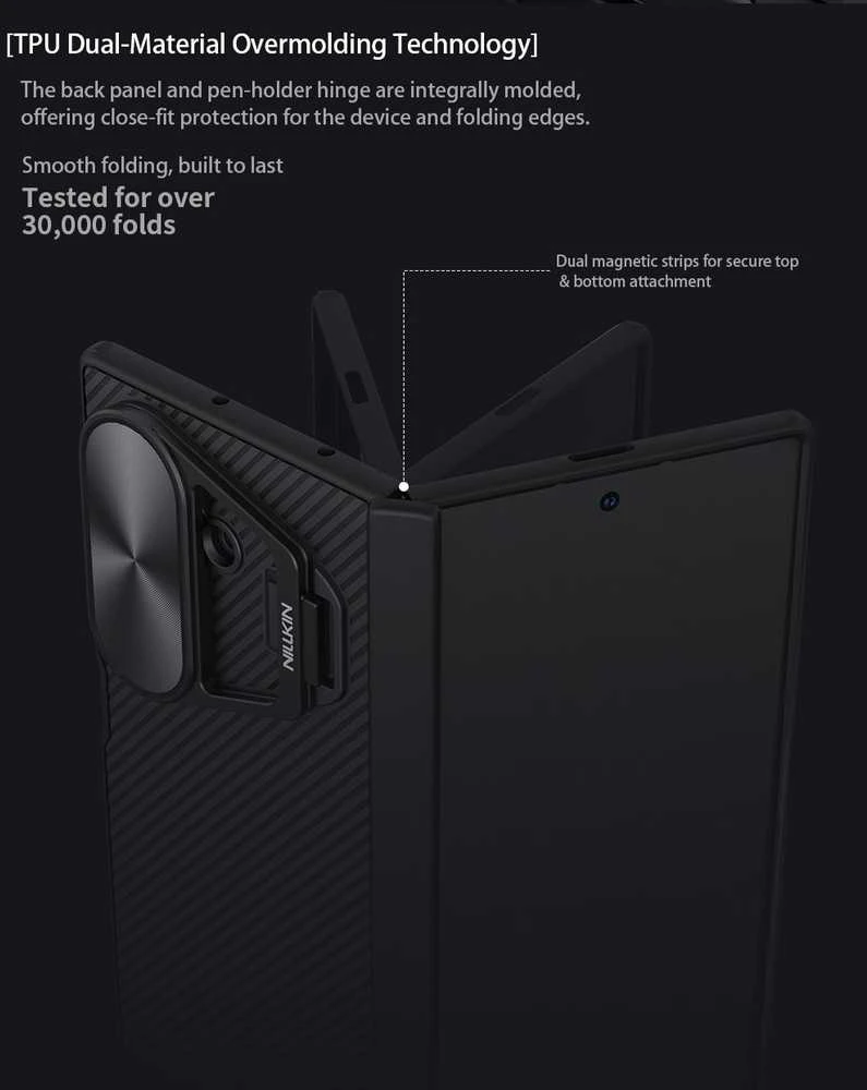Nillkin CamShield Prop Magnetic dėklas skirtas Samsung Galaxy Z Fold 7 juodos spalvos