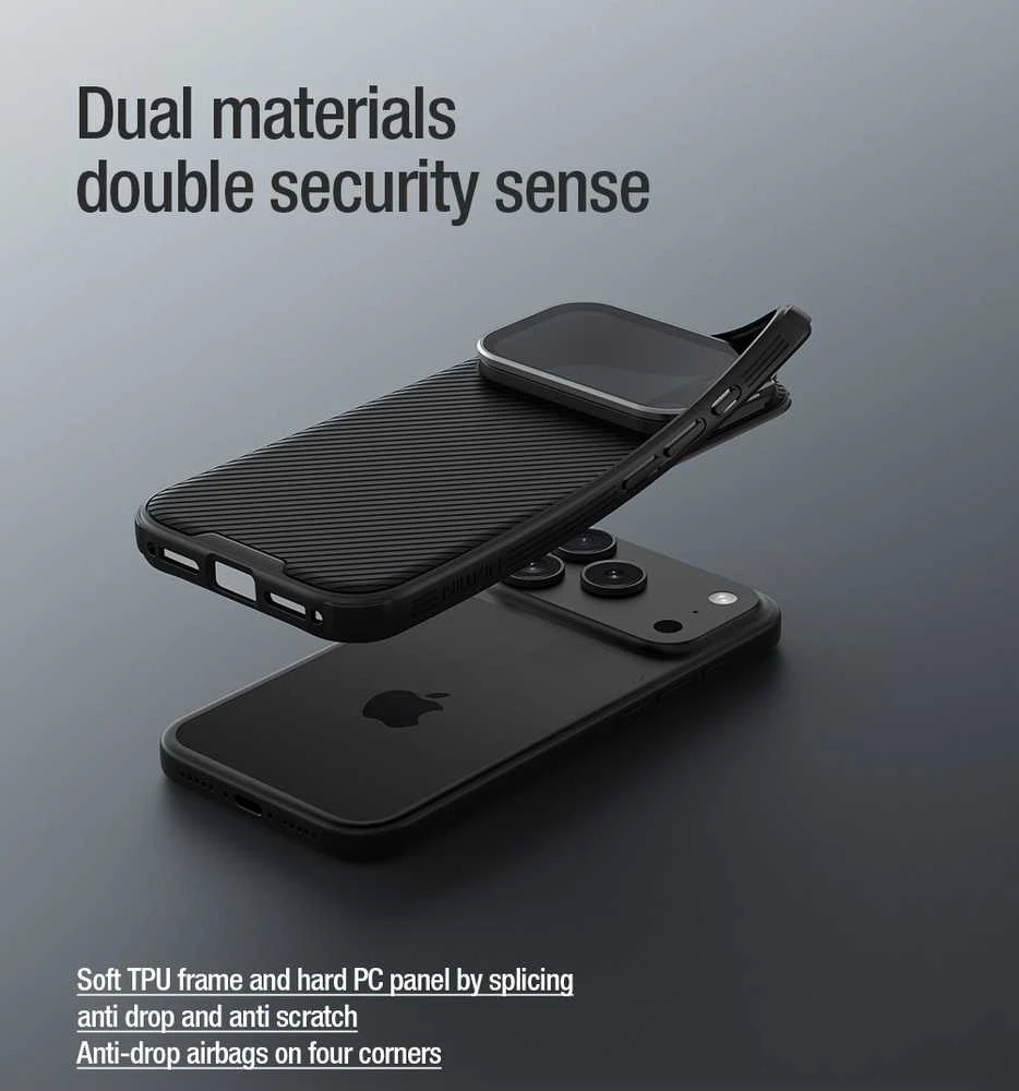 Nillkin CamShield Prop Magnetic dėklas skirtas Apple iPhone 17 Pro Max juodos spalvos