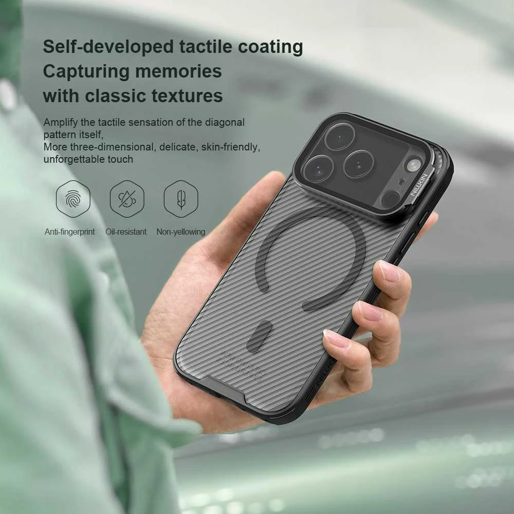 Nillkin CamShield Prop Magnetic dėklas skirtas Apple iPhone 17 Pro skaidrus juodos spalvos