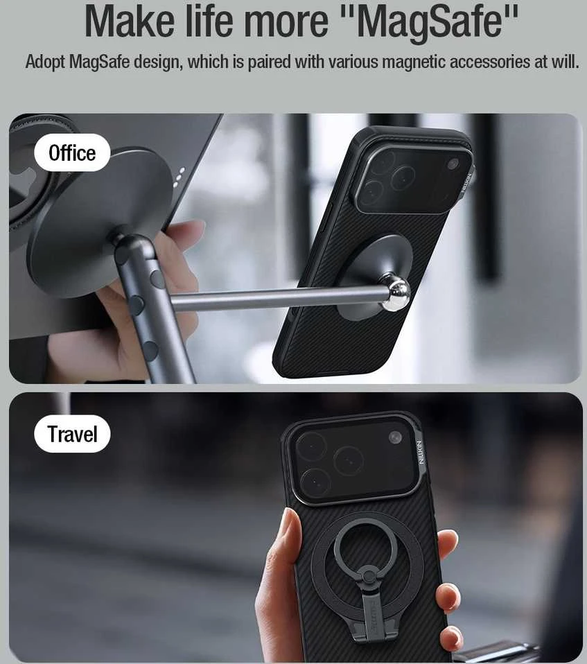 Nillkin CamShield Prop Magnetic dėklas skirtas Apple iPhone 17 Pro Max juodos spalvos