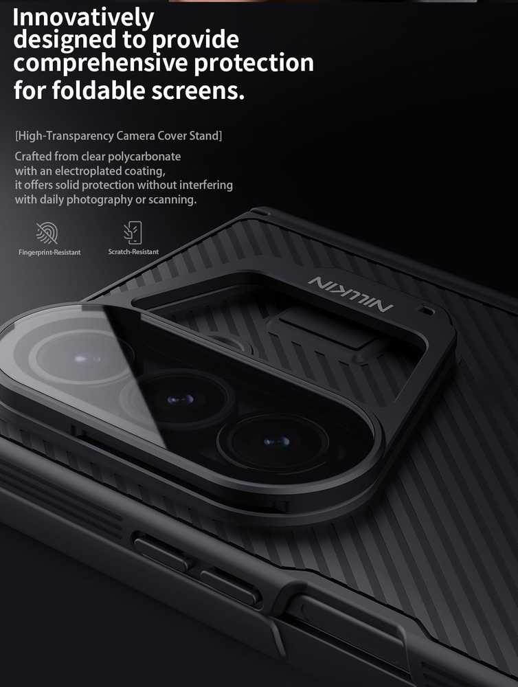 Nillkin CamShield Prop Magnetic (skaidrus Lens) dėklas skirtas Samsung Galaxy Z Fold 7 juodos spalvos