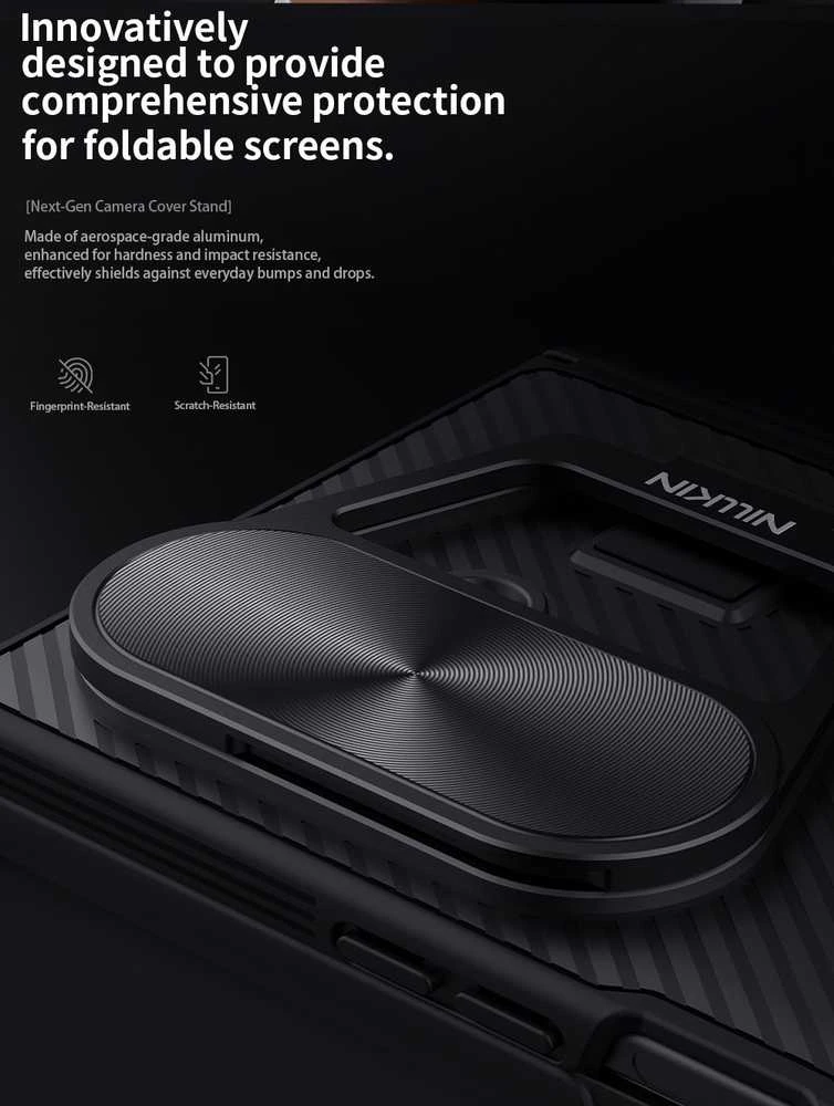 Nillkin CamShield Prop Pen Slot dėklas skirtas Samsung Galaxy Z Fold 7 juodos spalvos