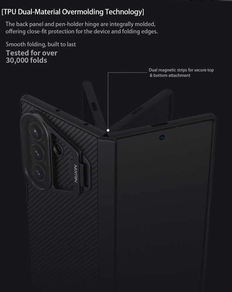 Nillkin CamShield Prop (skaidrus Lens) dėklas skirtas Samsung Galaxy Z Fold 7 juodos spalvos