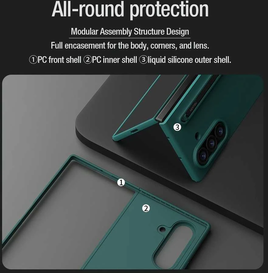 Nillkin Flex Pure Fold Pen Slot dėklas skirtas Samsung Galaxy Z Fold 7 juodos spalvos