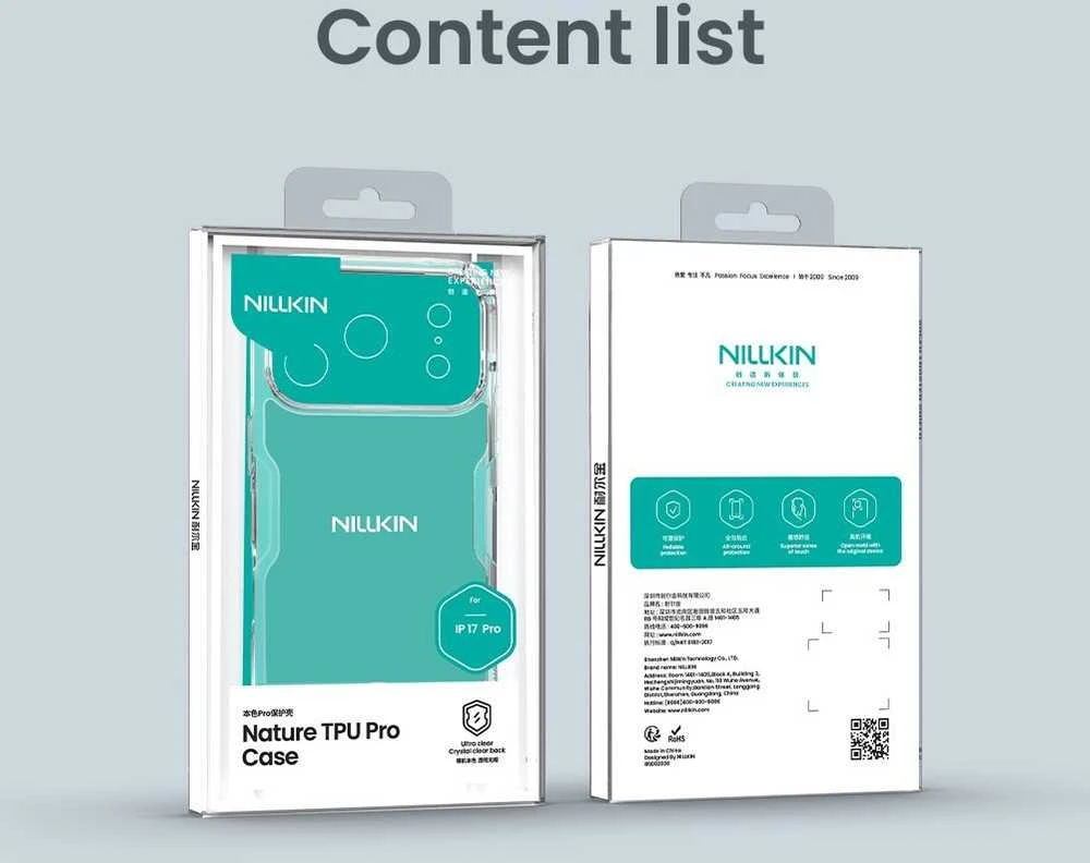 Nillkin Nature TPU PRO dėklas skirtas Apple iPhone 17 Pro skaidrus juodos spalvos