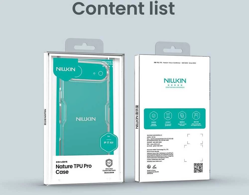 Nillkin Nature TPU PRO dėklas skirtas Apple iPhone Air skaidrus juodos spalvos