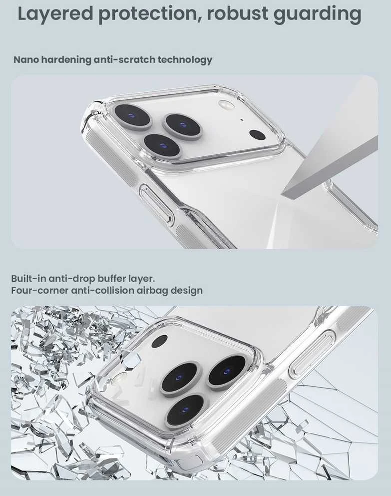 Nillkin Nature TPU PRO dėklas skirtas Apple iPhone 17 Pro Max skaidrus