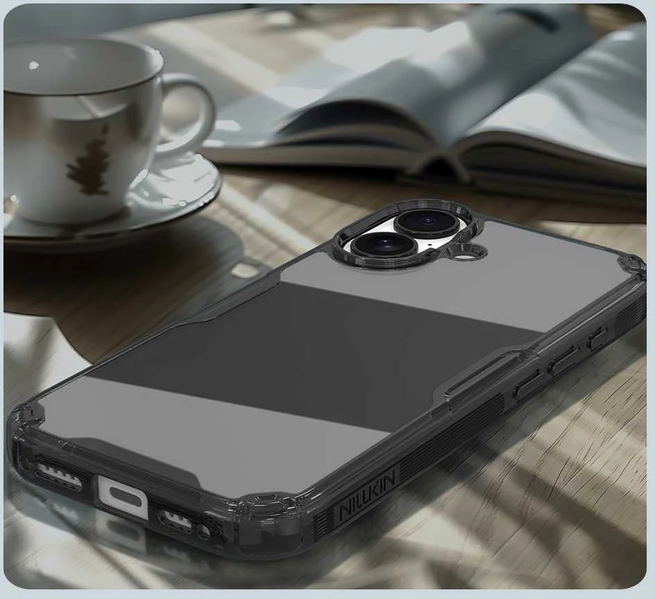 Nillkin Nature TPU PRO dėklas skirtas Apple iPhone 17 skaidrus juodos spalvos