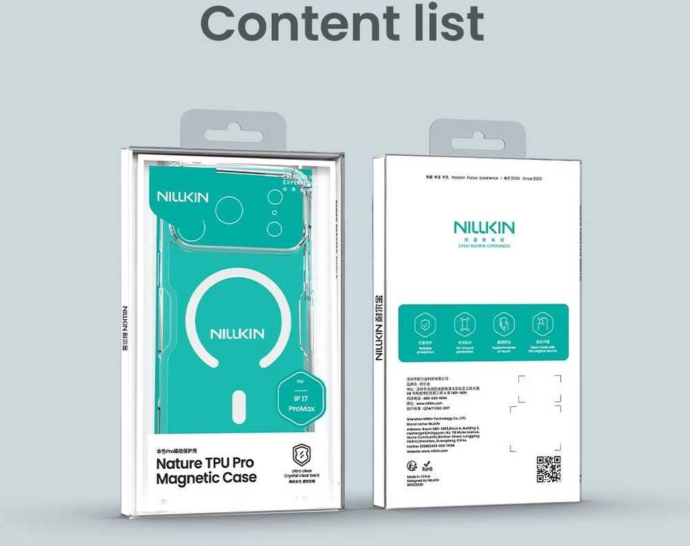 Nillkin Nature TPU Pro Magnetic dėklas suderinamas su MagSafe skirtas Apple iPhone 17 Pro Max – skaidrus