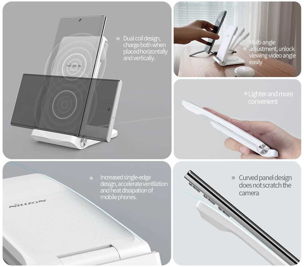 Nillkin PowerTrio 3in1 belaidis įkroviklis Samsung Watch baltos spalvos