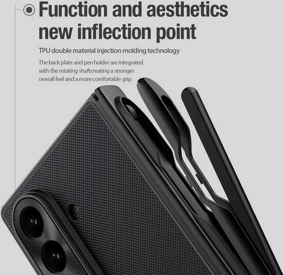 Nillkin Super Frosted FOLD Magnetic Pen Slot Back dėklas skirtas Samsung Galaxy Z Fold 7 juodos spalvos