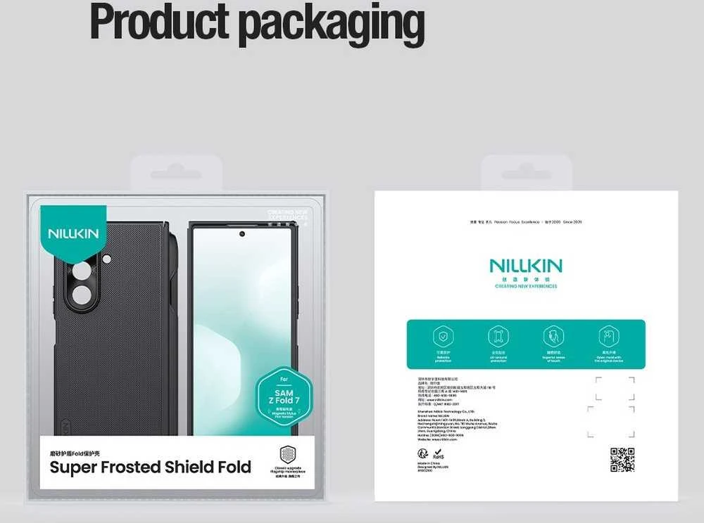 Nillkin Super Frosted FOLD Magnetic Pen Slot Back dėklas skirtas Samsung Galaxy Z Fold 7 juodos spalvos
