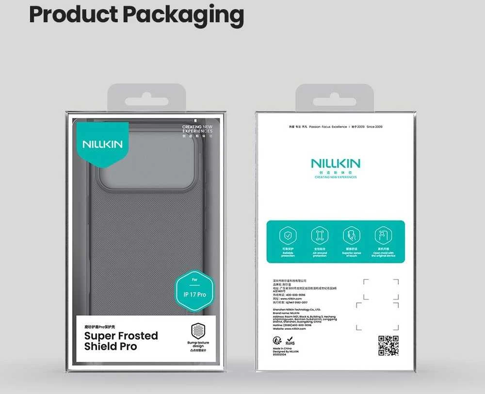 Nillkin Super Frosted PRO Back dėklas skirtas Apple Apple iPhone 17 Pro skaidrus juodos spalvos