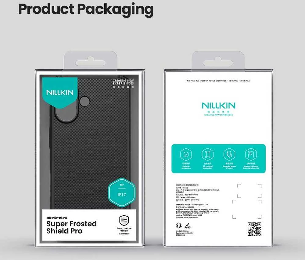 Nillkin Super Frosted PRO Back dėklas skirtas Apple iPhone 17 juodos spalvos