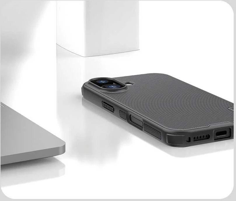 Nillkin Super Frosted PRO Magnetic Back dėklas skirtas Apple iPhone 17 juodos spalvos
