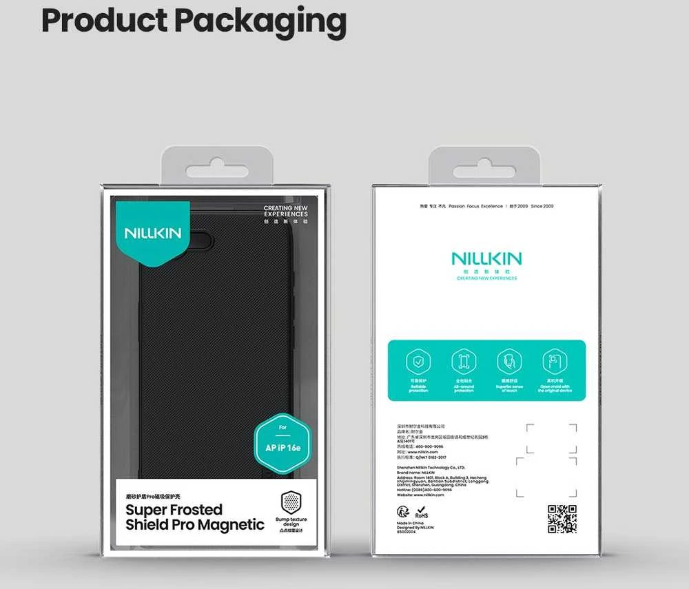 Nillkin Super Frosted PRO Magnetic Back dėklas skirtas Apple iPhone 16e juodos spalvos
