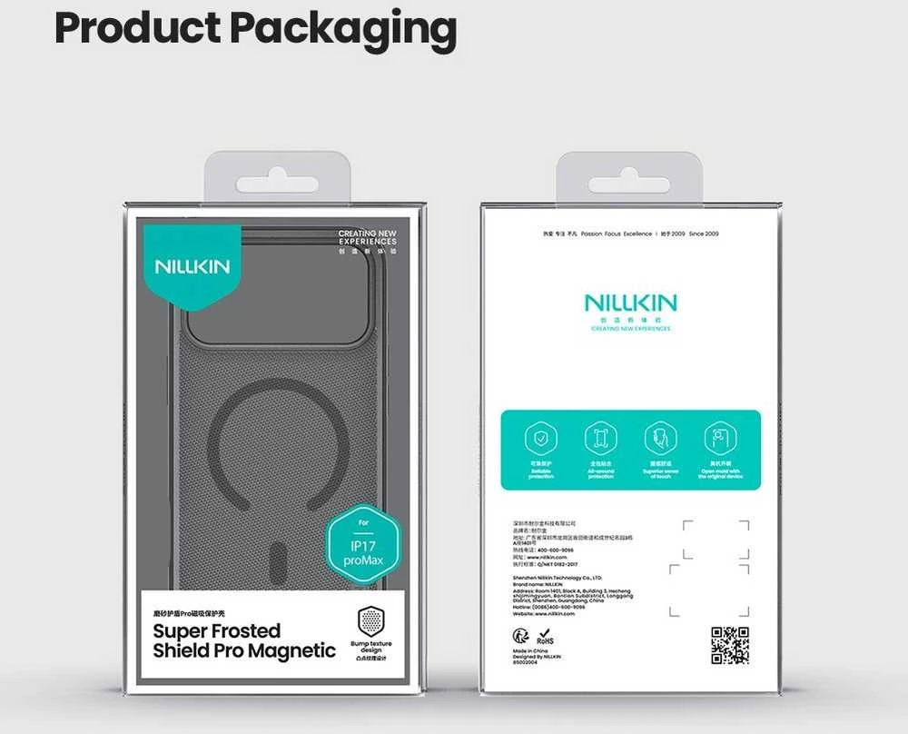 Nillkin Super Frosted Shield Pro Magnetic Dėklas suderinamas su MagSafe skirtas Apple iPhone 17 Pro Max – Translucent juodos spalvos