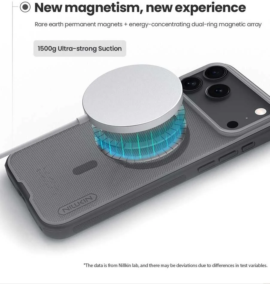 Nillkin Super Frosted Shield Pro Magnetic Dėklas suderinamas su MagSafe skirtas Apple iPhone 17 Pro Max – Translucent juodos spalvos