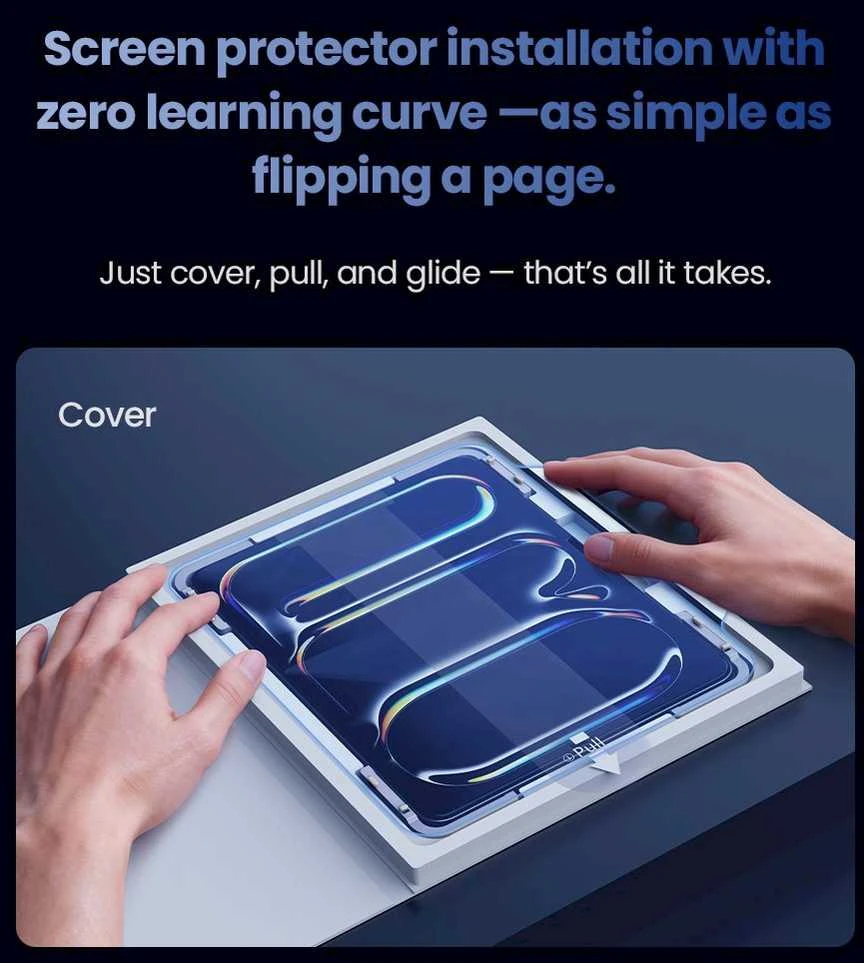 Nillkin Apsauginis stiklas 0,4 mm H+ skirtas iPad Air 13 2024/25/26/Pro 13 2024/25 (su uždėjimo rėmeliu)