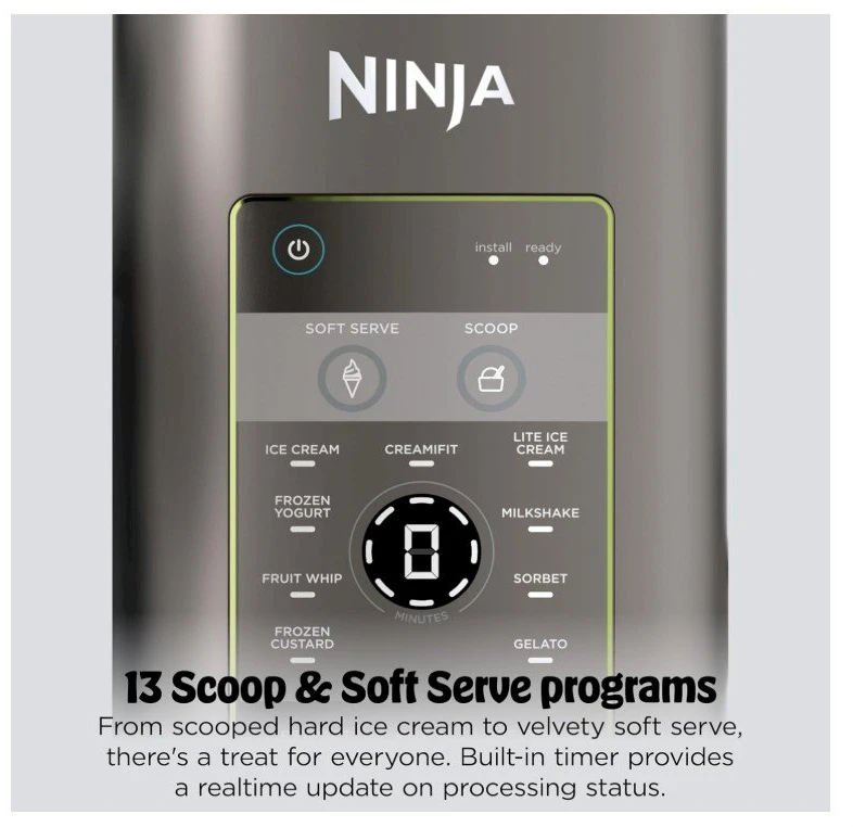 Ninja Creami Scoop & Swirl 13-in-1 ledų ir šerbeto gaminimo aparatas 0,48 l, mėlynas, EU NC702EU