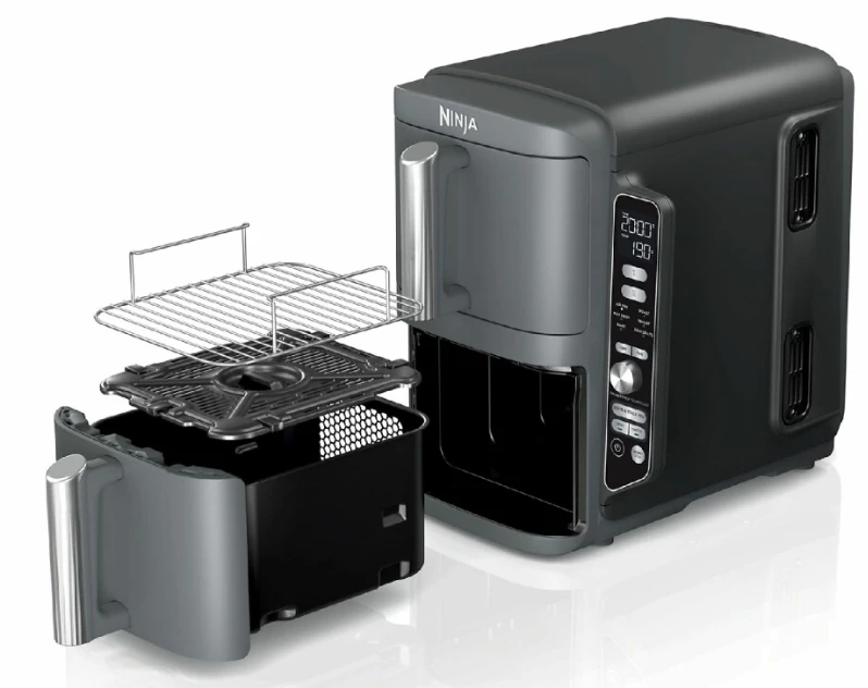 Karšto oro gruzdintuvė Ninja Double Stack XL, 2 lygių, 9,5 l, SL400EU, Tamsiai pilka