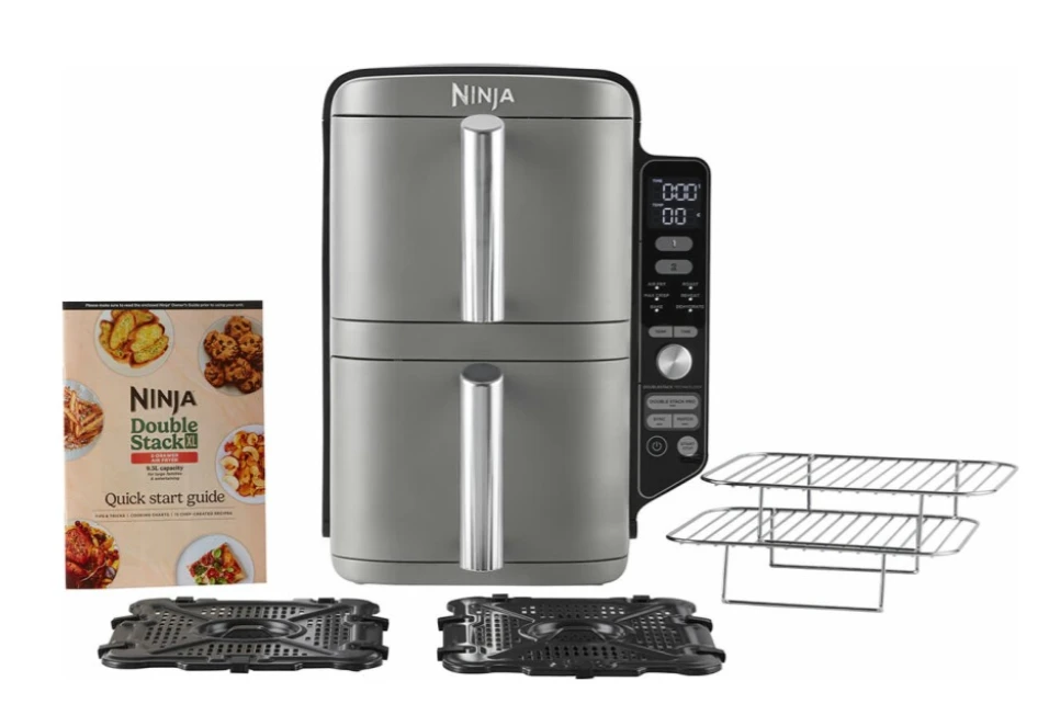 Karšto oro gruzdintuvė Ninja Double Stack XL, 2 lygių, 9,5 l, SL400EU, Tamsiai pilka