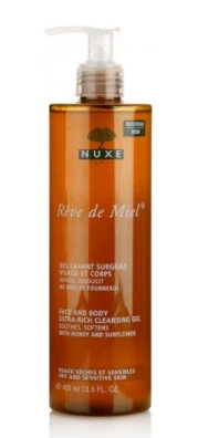 Nuxe Ypač tirštos konsistencijos veido ir kūno valomoji želė „Rêve de Miel® Face and body ultra-rich cleansing gel“, 400 ml