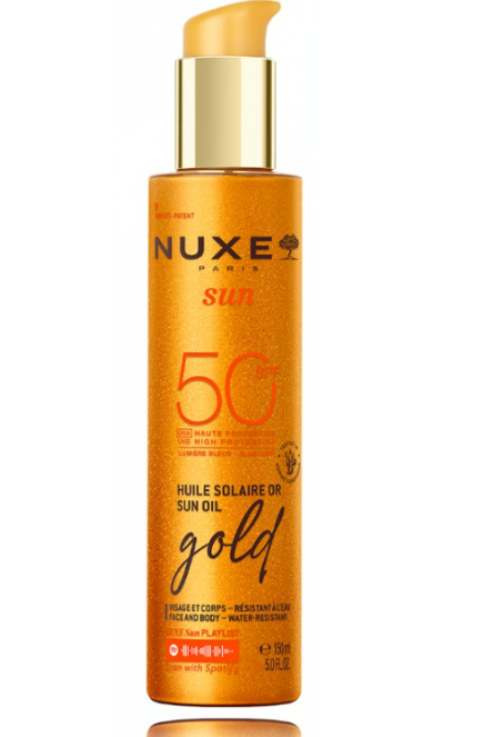 „Nuxe Sun“ itin stiprios apsaugos auksinis aliejus nuo saulės SPF50, 150 ml