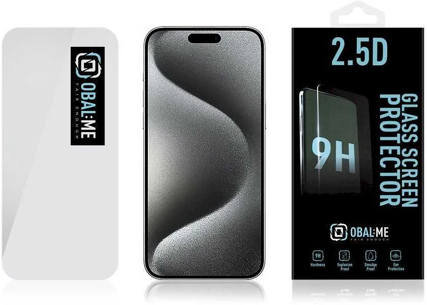 OBAL:ME 2.5D apsauginis stiklas telefonui iPhone 15 Pro Max Clear