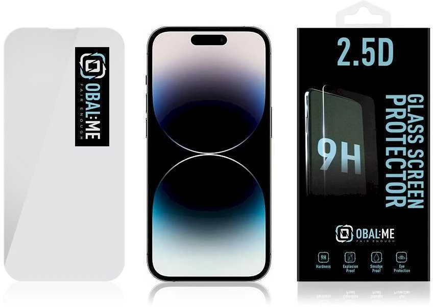 OBAL:ME 2.5D apsauginis stiklas telefonui iPhone 14 Pro Clear