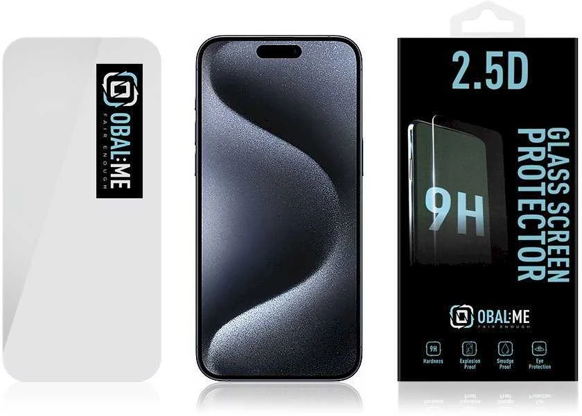 OBAL:ME 2.5D apsauginis stiklas telefonui iPhone 15 Pro Clear