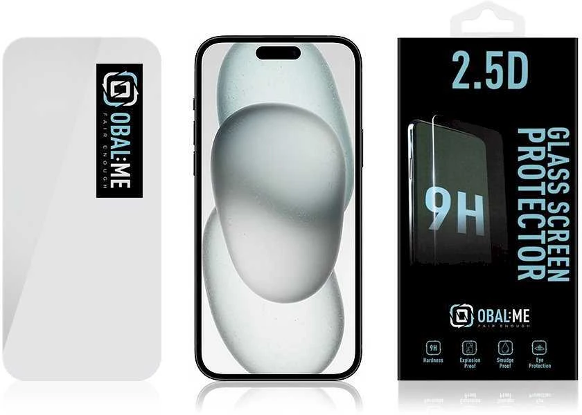 OBAL:ME 2.5D apsauginis stiklas telefonui Apple iPhone 15 Clear
