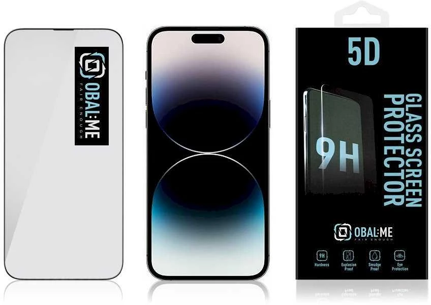 OBAL:ME 5D apsauginis stiklas telefonui iPhone 14 Pro Max Juodas
