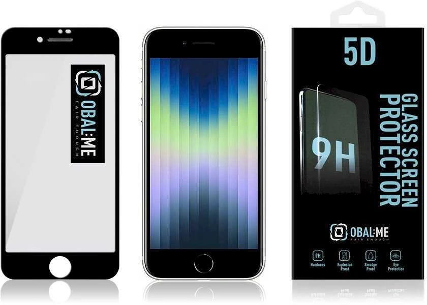 OBAL:ME 5D apsauginis stiklas telefonui Apple iPhone 7/8/SE2020/SE2022 Juodas