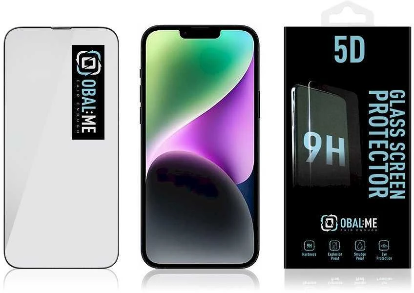 OBAL:ME 5D apsauginis stiklas telefonui Apple iPhone 13 Pro Max/14 Plus Juodas