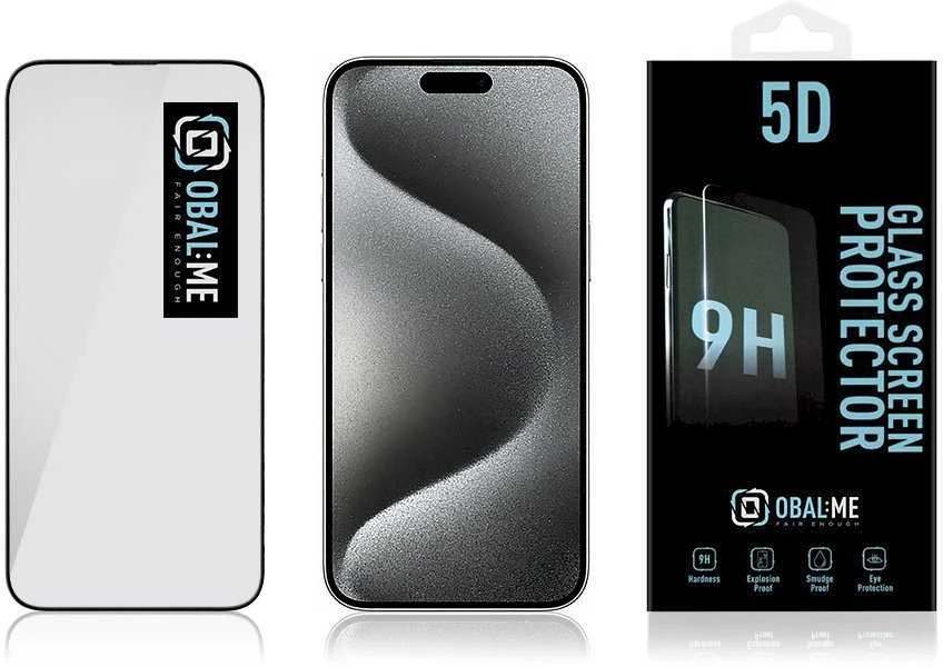 OBAL:ME 5D apsauginis stiklas telefonui Apple iPhone 15 Pro Max Juodas