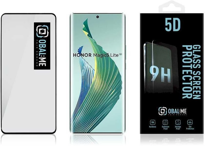 OBAL:ME 5D apsauginis stiklas telefonui Honor Magic5 Lite Juodas