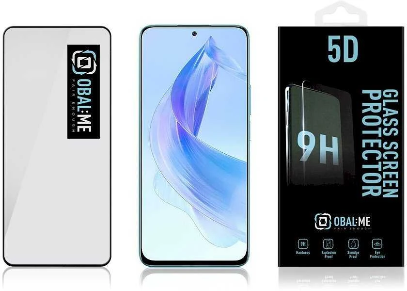 OBAL:ME 5D apsauginis stiklas telefonui Honor 90 Lite Juodas