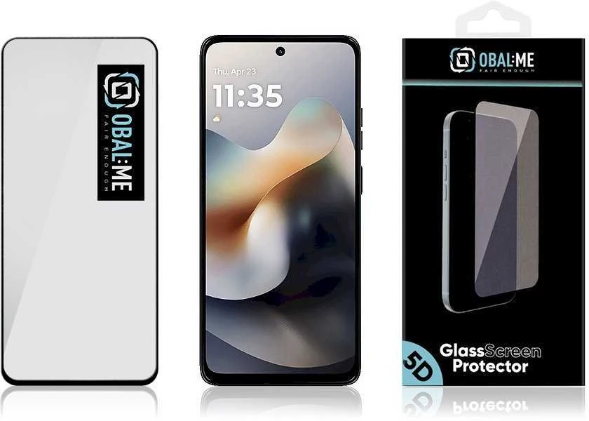 OBAL:ME 5D Apsauginis stiklas ekranui, skirtas Motorola G56 Juodas