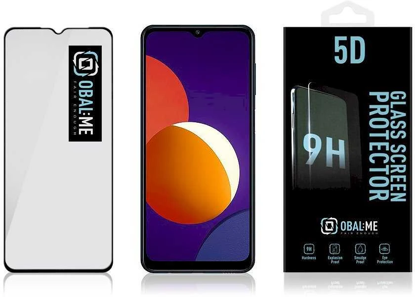 OBAL:ME 5D apsauginis stiklas telefonui Samsung Galaxy M12/A32 5G/A12/A02s Juodas
